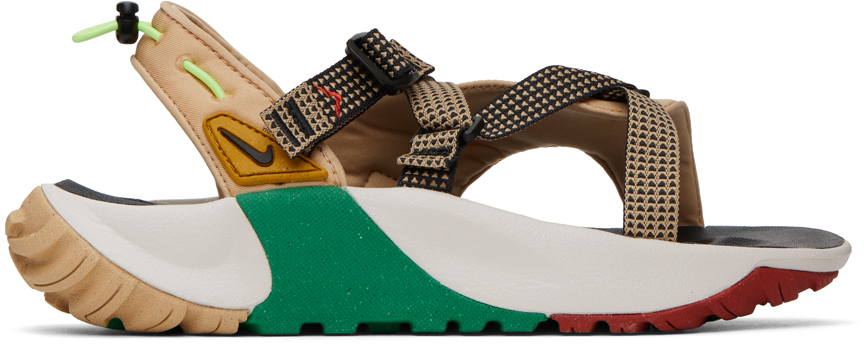 Nike Beige & Green Oneonta Sandals