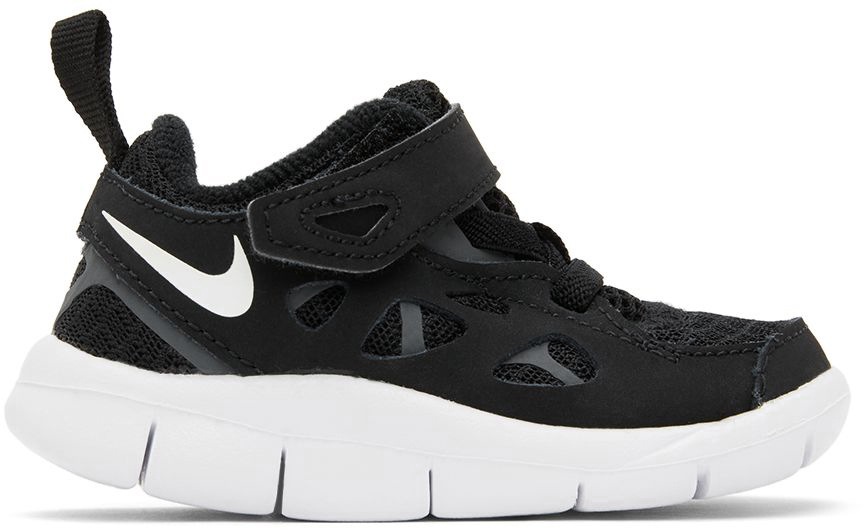 Shop Nike Baby Black Free Run 2 Sneakers In Black/white-dark Gre