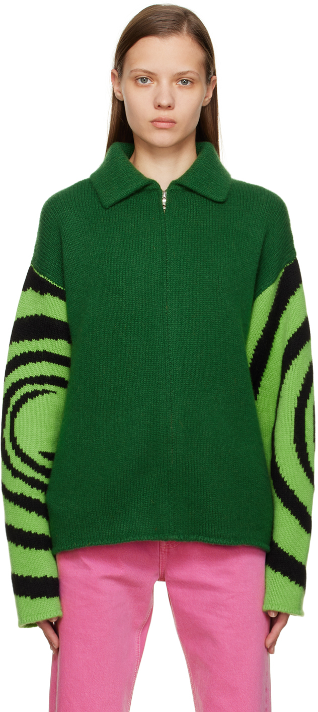 The Elder Statesman Green Natural Mystic Jacket In Pine/navy/matcha/bla