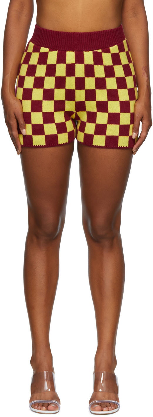 Burgundy Checkered Shorts