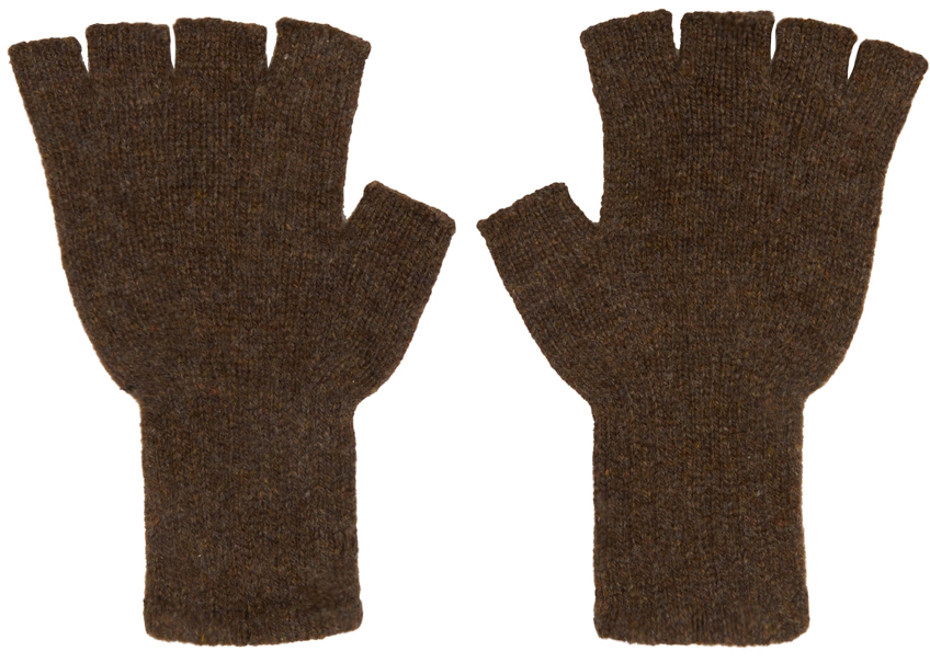 SSENSE Men Accessories Gloves SSENSE Exclusive Brown Fingerless Gloves 