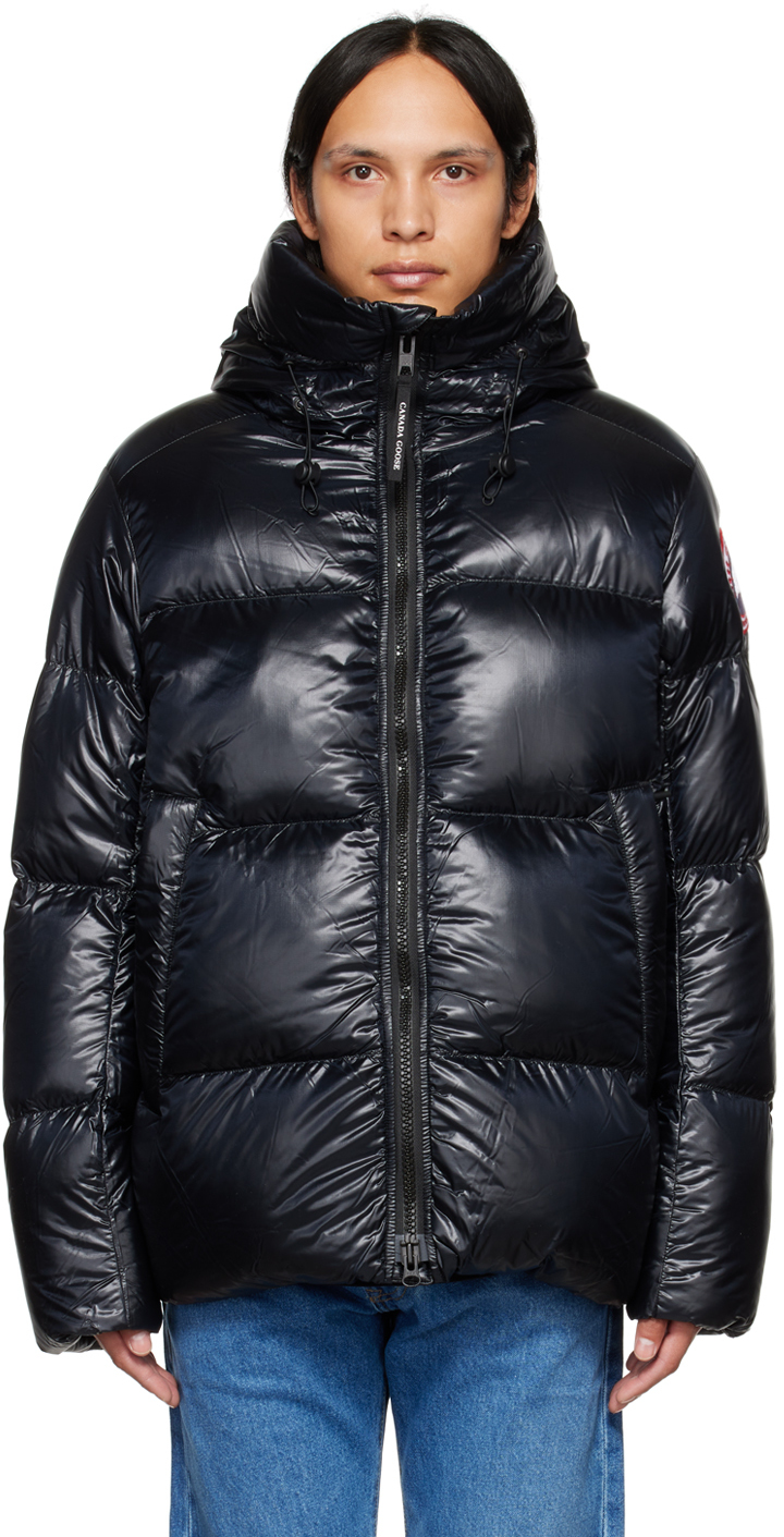 Canada Goose: Blouson Crofton noir rembourr?� en duvet | SSENSE France