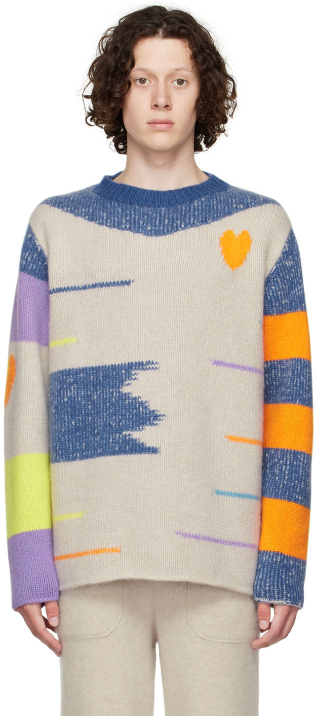 Off-White Cashmere Sweater by The Elder Statesman on Sale