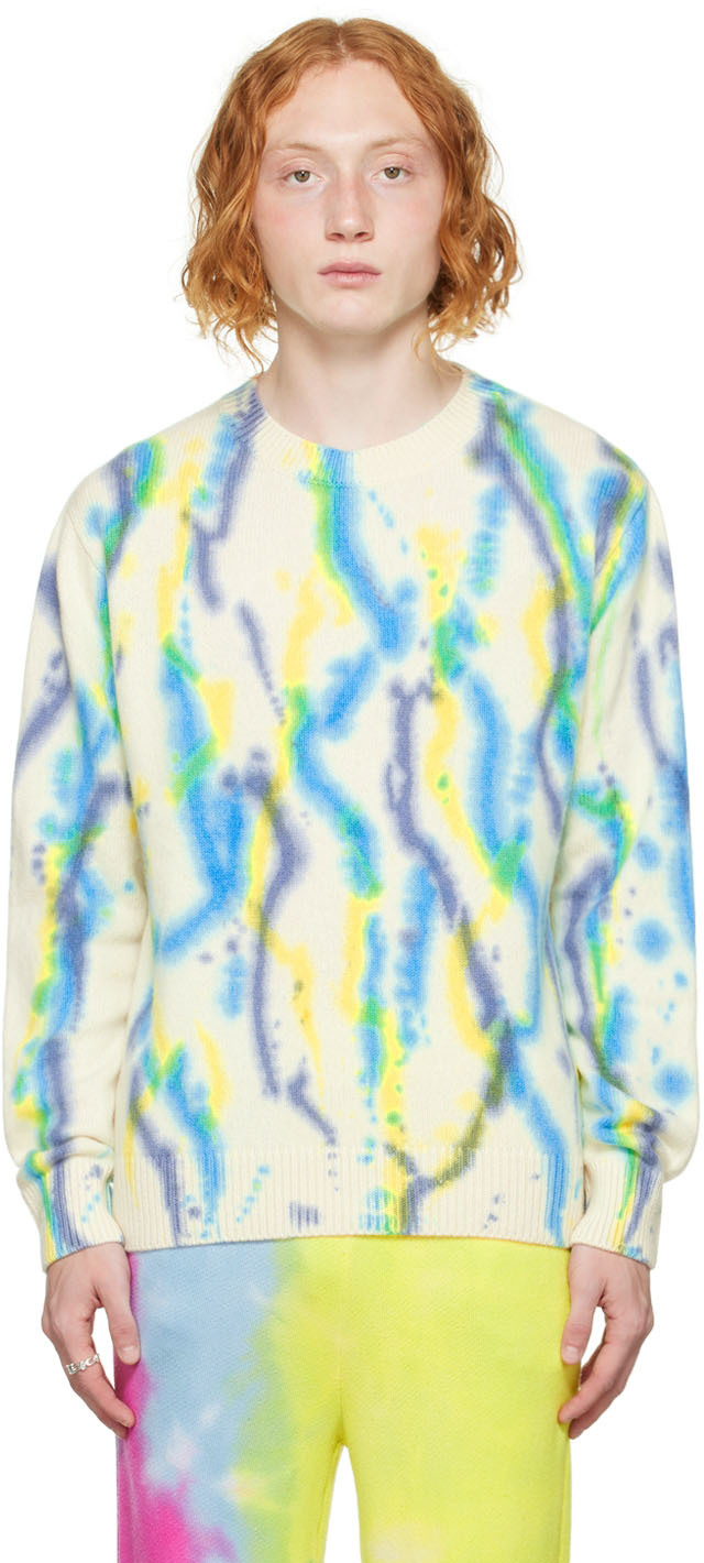 Off-White Watercolor Sweater by The Elder Statesman on Sale