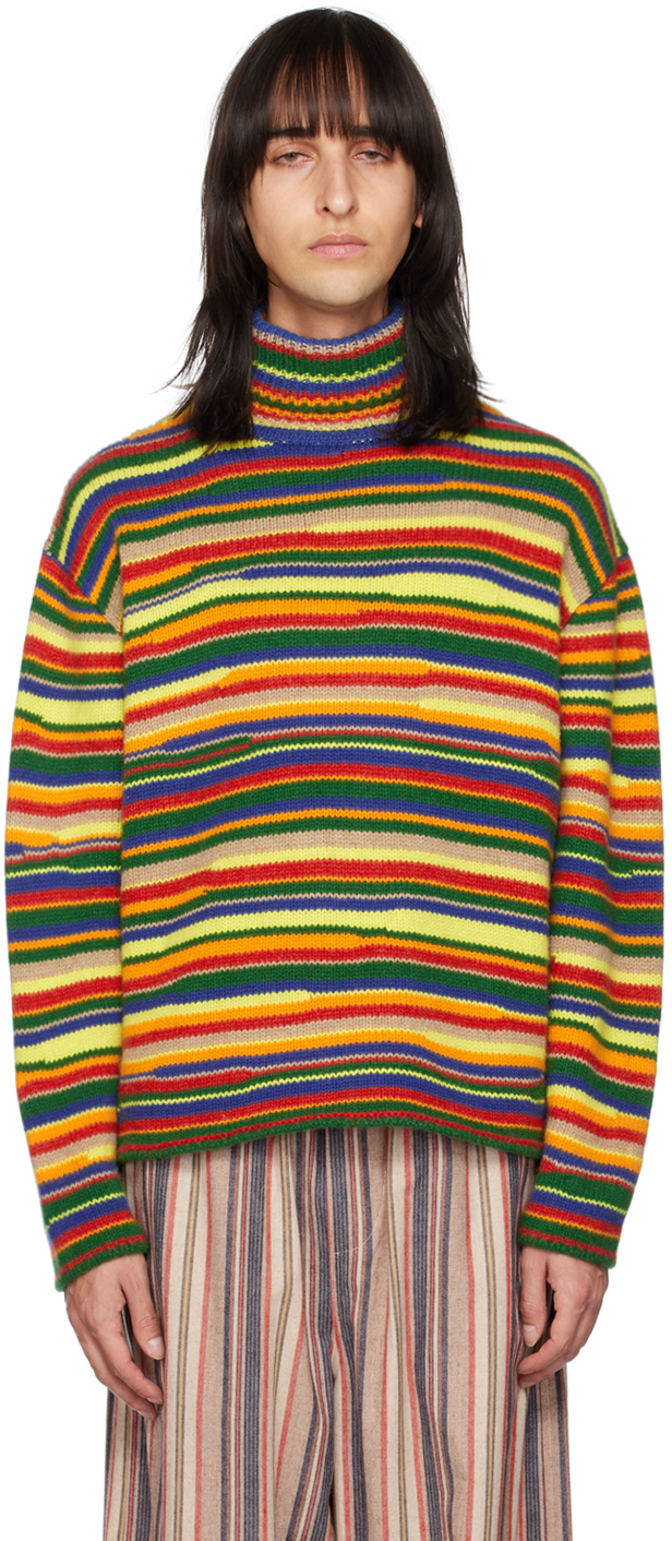 Multicolor Horizon Loom Turtleneck by The Elder Statesman on Sale