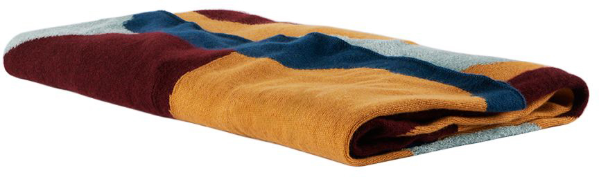 The Elder Statesman Blue & Yellow Ollio Edition Aerial Blanket In Pck/apr/mrn/trk/khk/