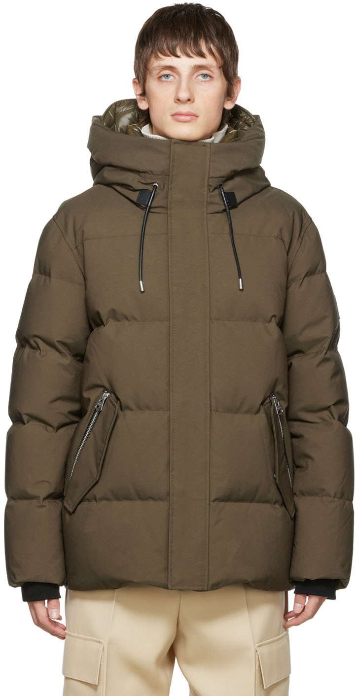 Khaki Quilted Down Coat