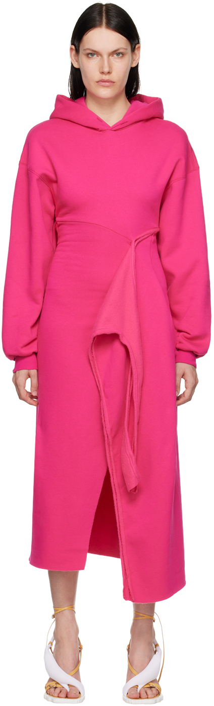Pink Hooded Midi Dress