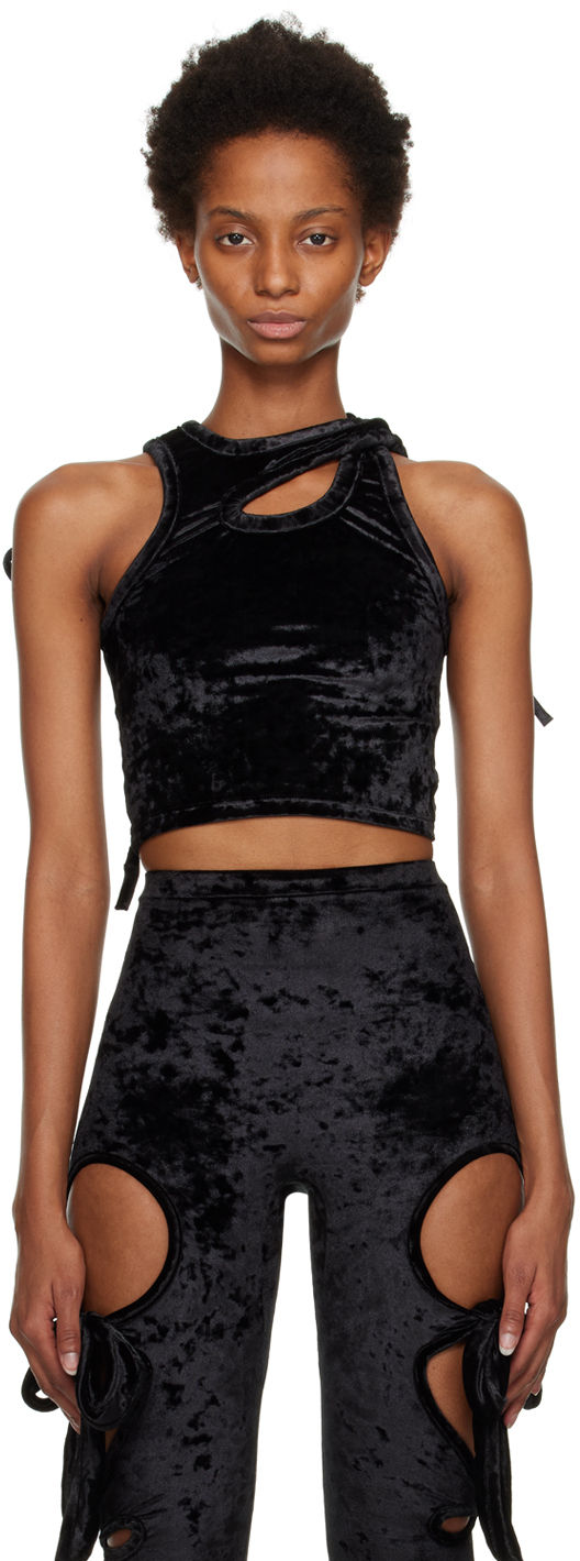 Black Cutout Tank Top by Ottolinger on Sale
