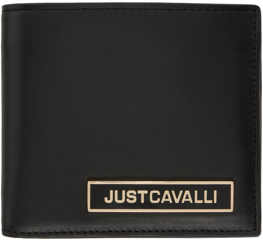 Just Cavalli Black Leather Wallet In 900 Black