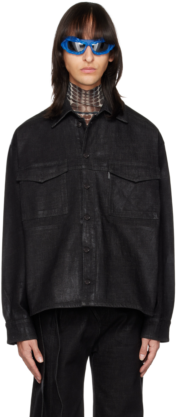 Ottolinger Black Oversized Denim Jacket In Black Black