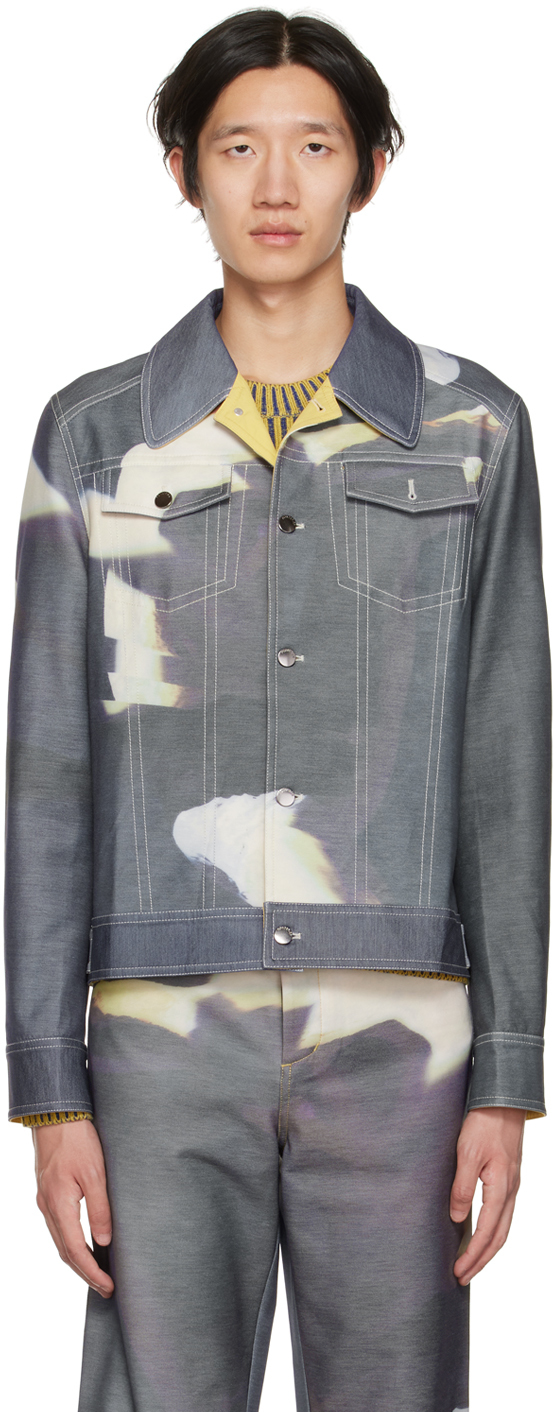 PONDER. ER SSENSE Exclusive Blue Break Denim Jacket