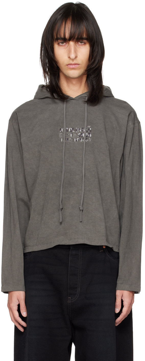Ottolinger Gray Embroidered Hoodie In Grey