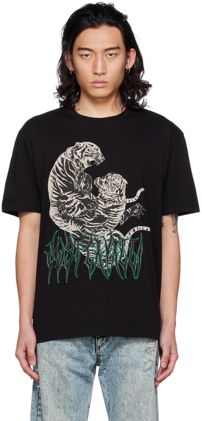 Just Cavalli Black Tiger Fight T-Shirt