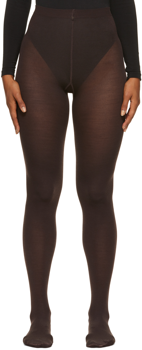Wolford Brown Wool Tights SSENSE UK