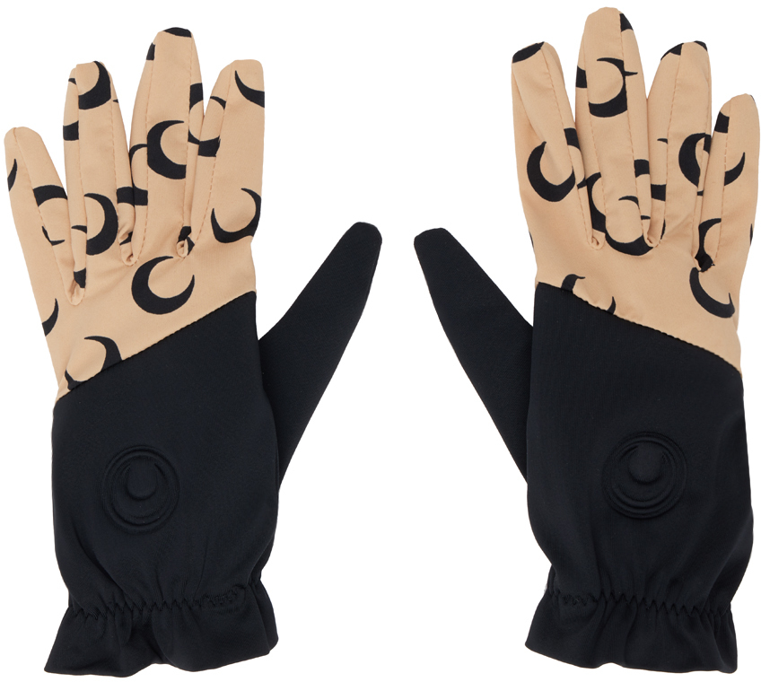 Marine Serre Black & Beige Moon Gloves