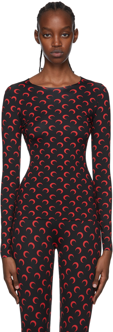 Red Second Skin Moon Long Sleeve T-Shirt