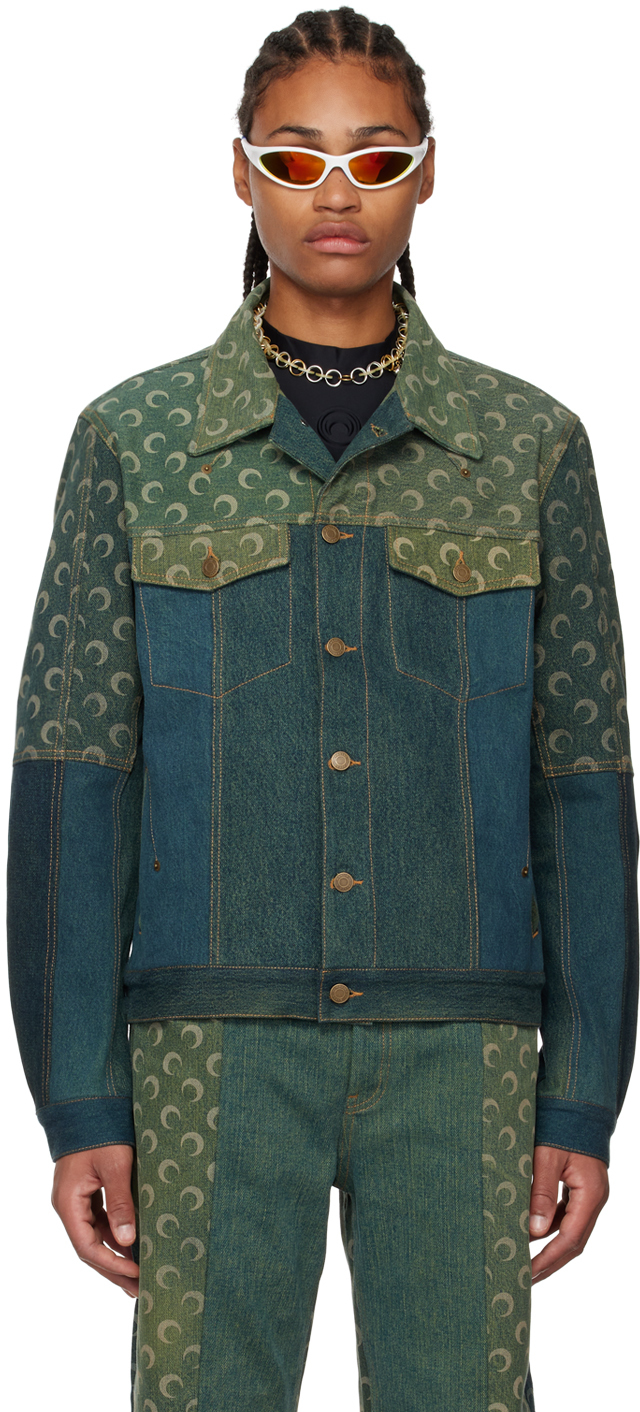 Marine Serre Blue & Green Moon Denim Jacket | Smart Closet