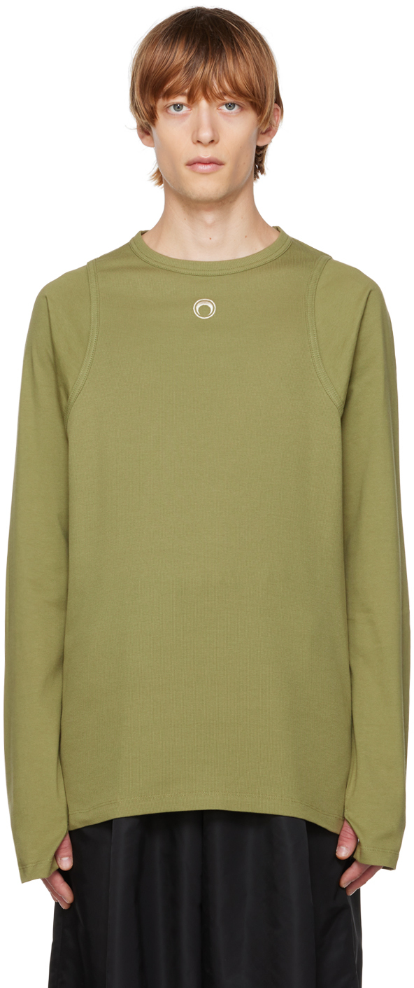 Green Rib Long Sleeve T-Shirt Ssense Uomo Abbigliamento Top e t-shirt Top 