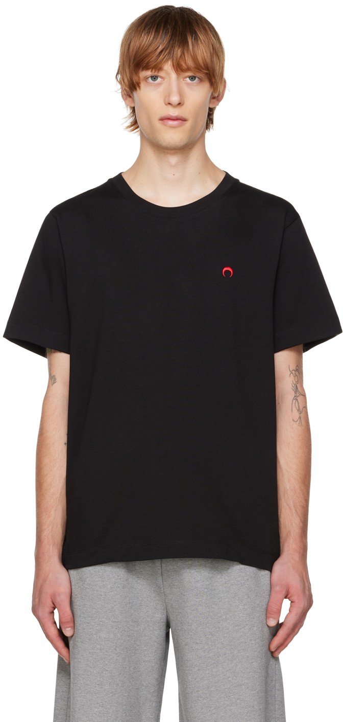 Black Embroidered T-Shirt by Marine Serre on Sale