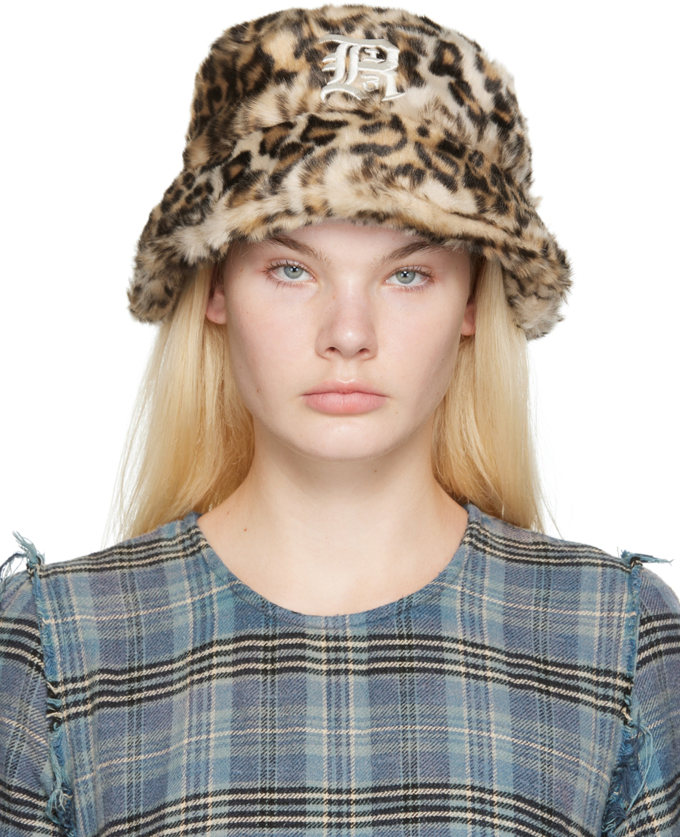 R13 Beige Leopard Bucket Hat