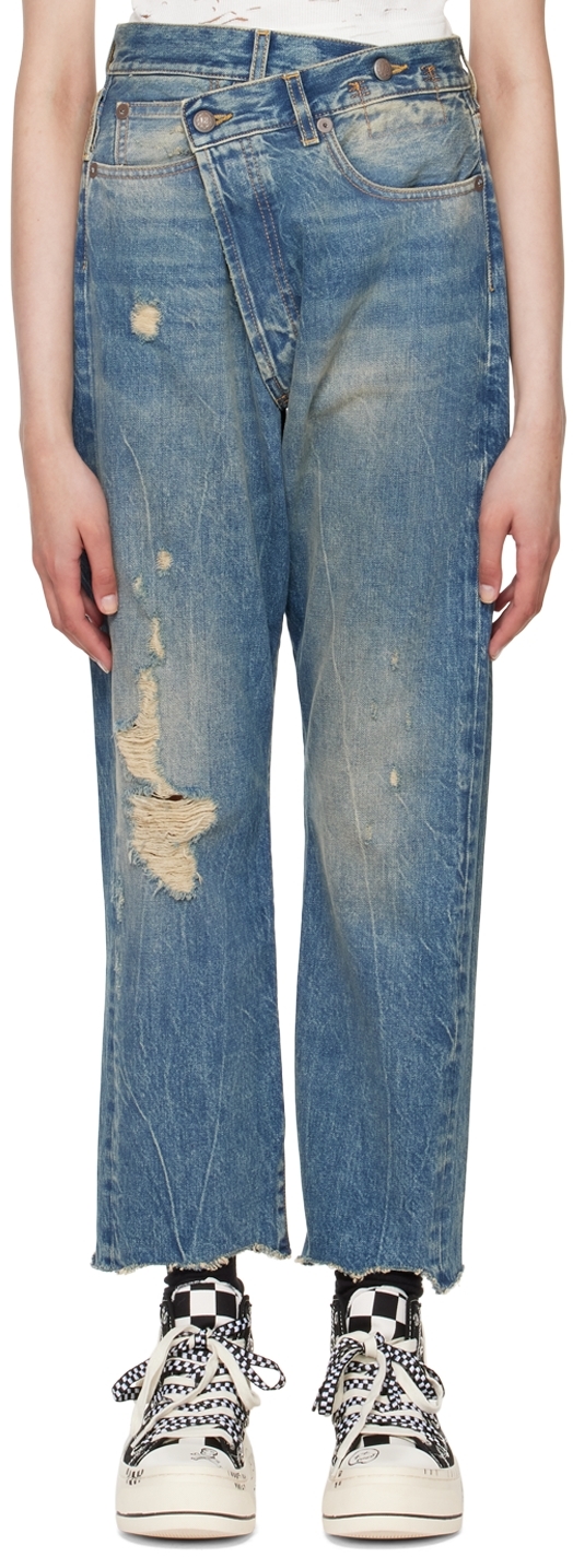 R13: Blue Crossover Jeans | SSENSE