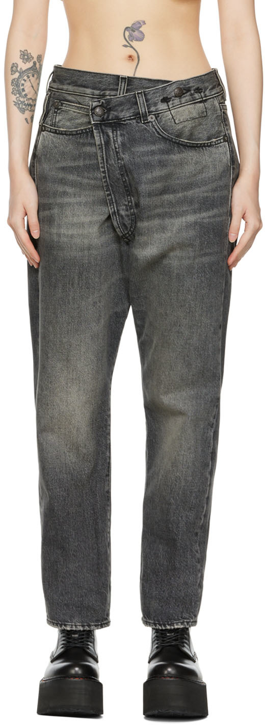 R13 Gray Crossover Jeans