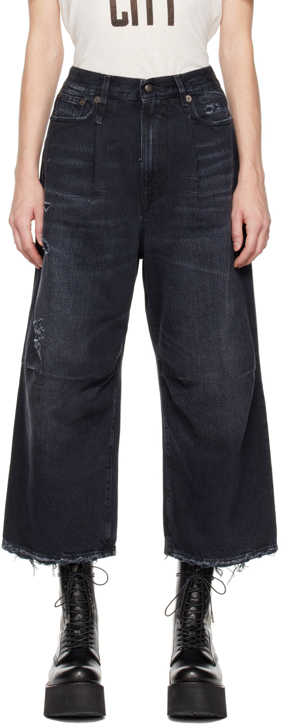 Shop R13 Black Wide-leg Jeans In Jake Black