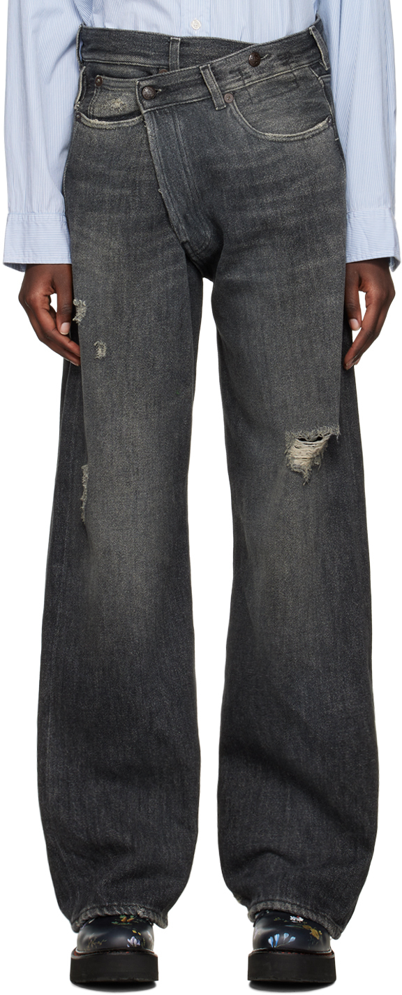 Black Crossover Jeans by R13 on Sale