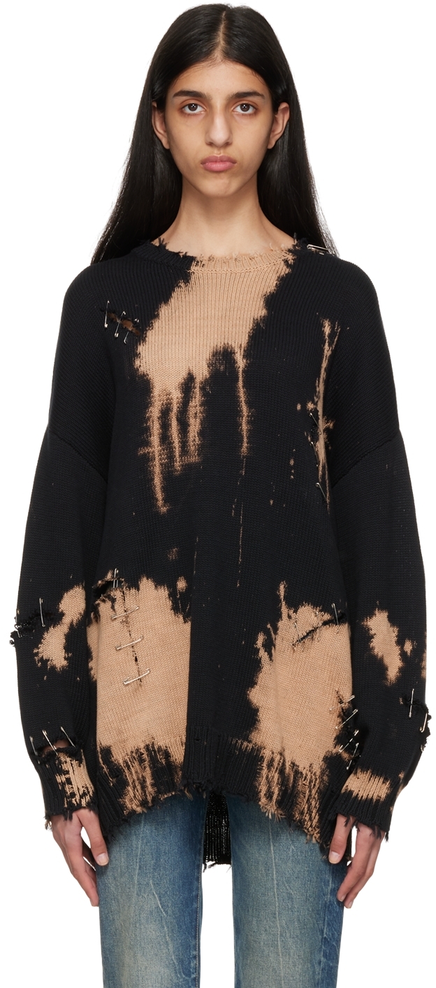 R13 Black Bleached Sweater