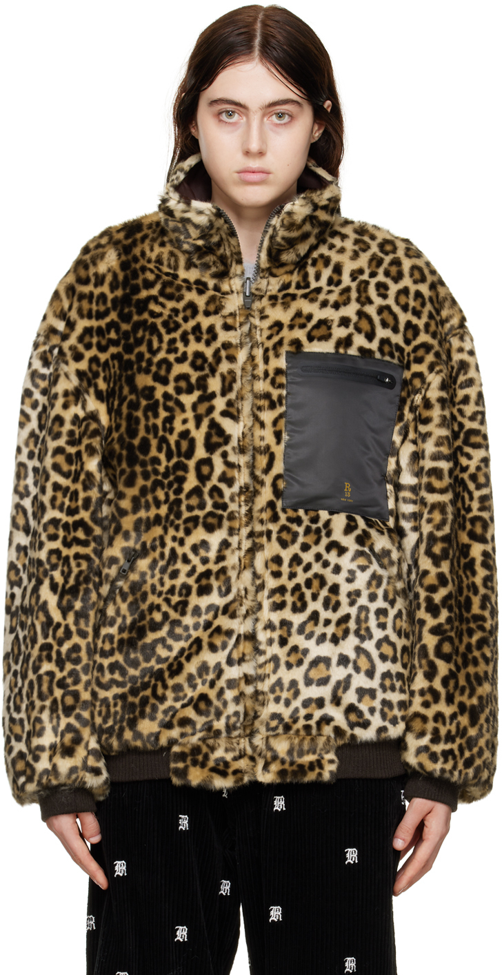 Brown Leopard Faux-Fur Reversible Jacket by R13 on Sale