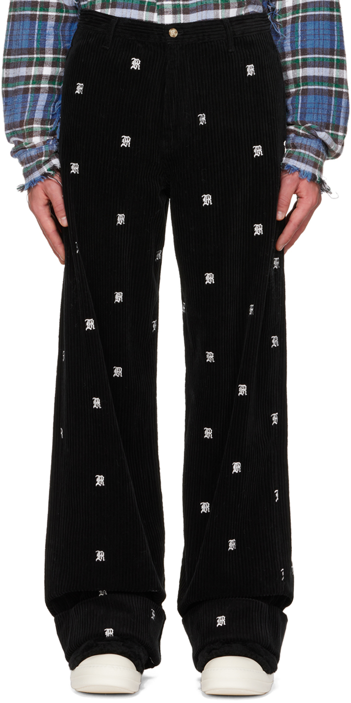 R13 Wide-leg Embroidered Chino Pants In Black Wr Logo | ModeSens