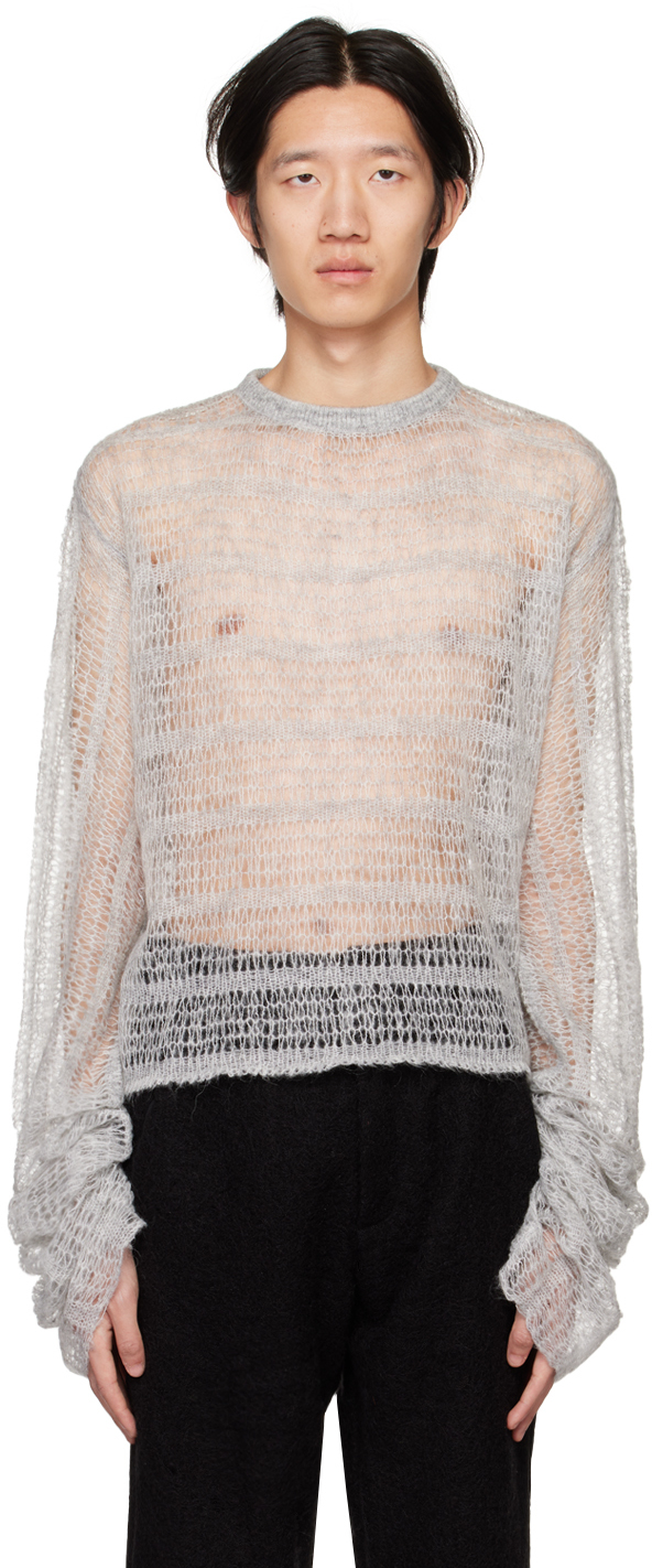 SSENSE Exclusive Gray Netted Sweater