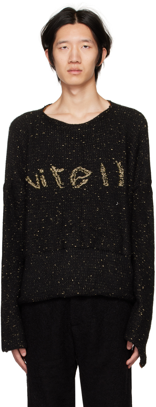 Vitelli Ssense Exclusive Black Galaxy Sweater In Black And Gold