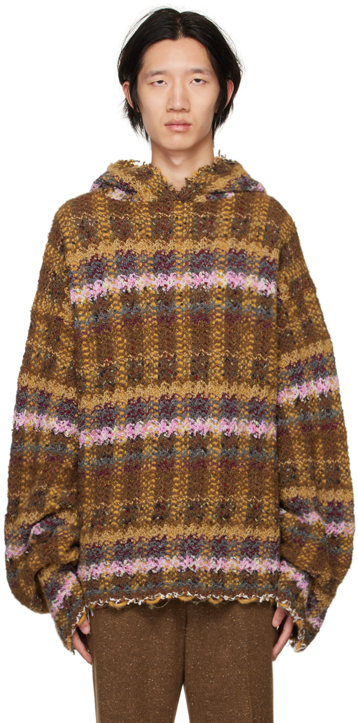 Shop Vitelli Multicolor Distressed Hoodie In Knitted Monster Hood