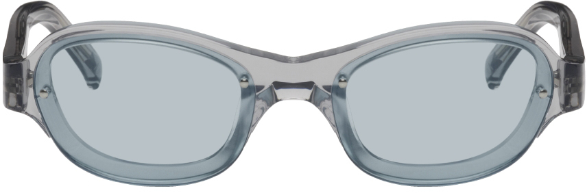 A Better Feeling Ssense Exclusive Gray & Blue Skye Sunglasses In Smoke Grey/skye Blue
