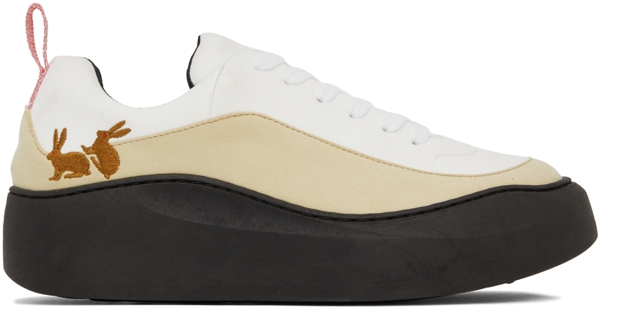 White & Beige Classic Sneakers