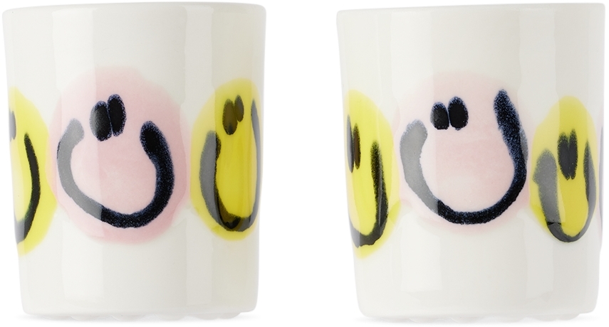 Carne Bollente White Frizbee Ceramics Edition Ride Together Cup Set In Allover