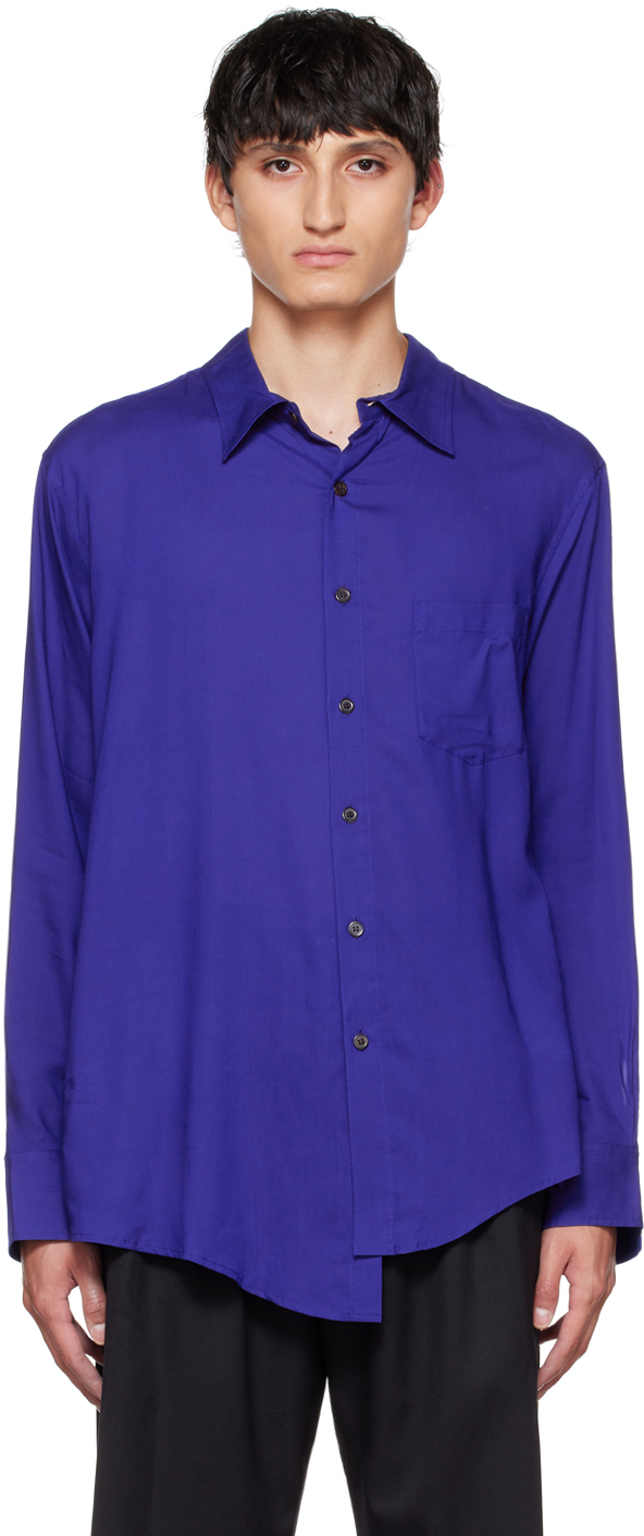 Sulvam: Blue Screwed Sleeve Shirt | SSENSE