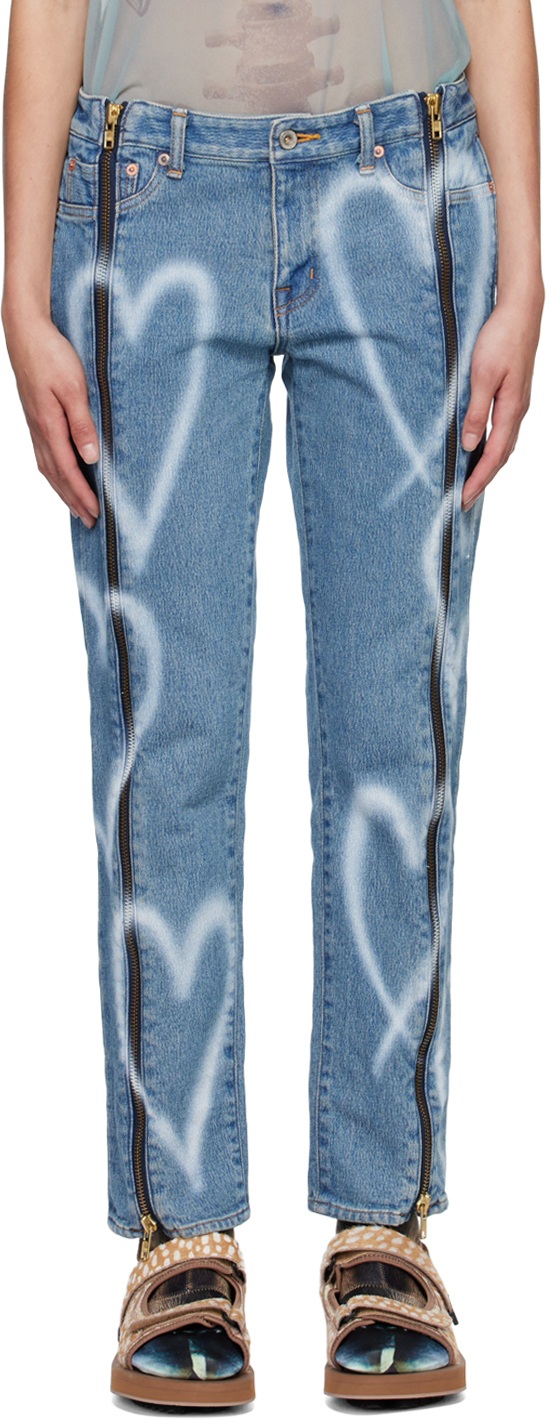 Blue Zip-Up Jeans