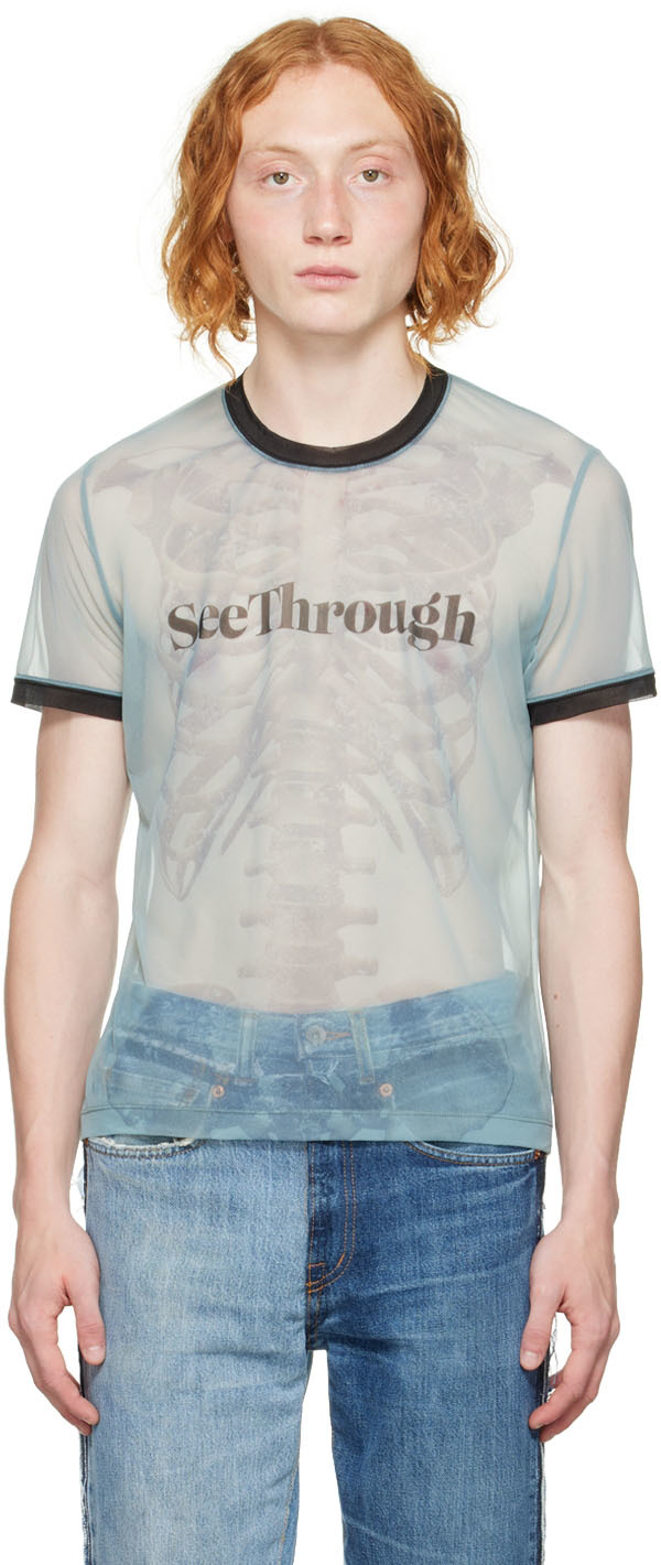 Blue 'See Through' T-Shirt by Doublet on Sale