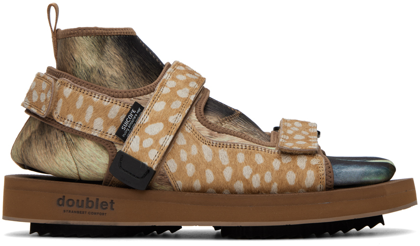 Tan Suicoke Edition Animal Foot Layered Sandals by Doublet on Sale