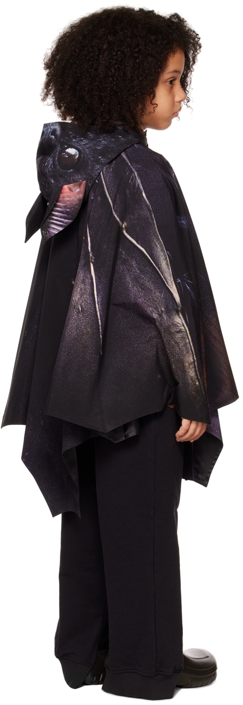Doublet Ssense Exclusive Kids Black 'i'm A Batkid!' Poncho In Black