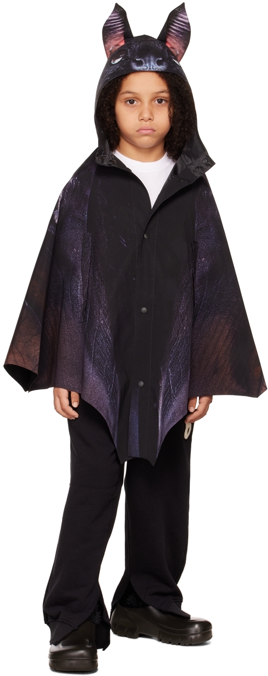 Doublet Ssense Exclusive Kids Black 'i'm A Batkid!' Poncho In Black