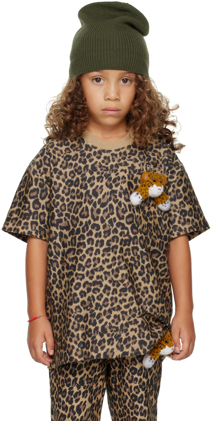 Doublet Ssense Exclusive Kids Brown 'with My Friend' T-shirt In Leopard