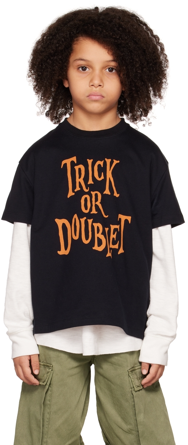 Doublet Ssense Exclusive Kids Black 'trick Or ' T-shirt In Black Orange