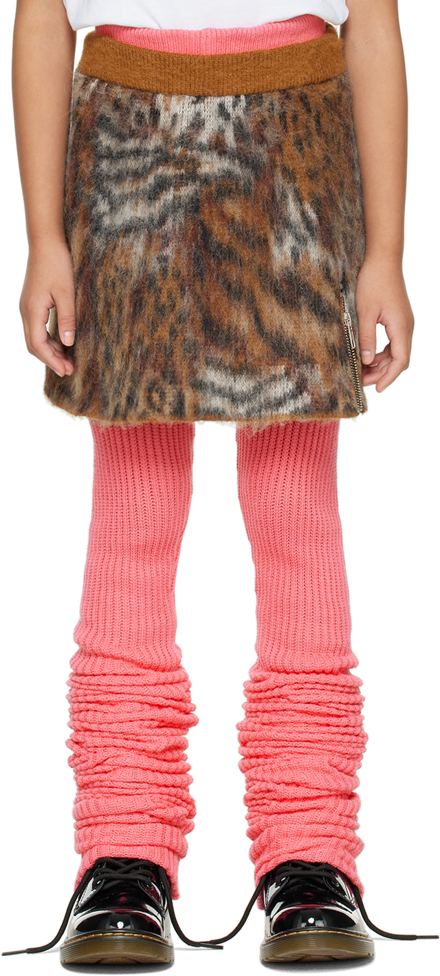 Doublet Kids Tan Leopard Skirt In Natural
