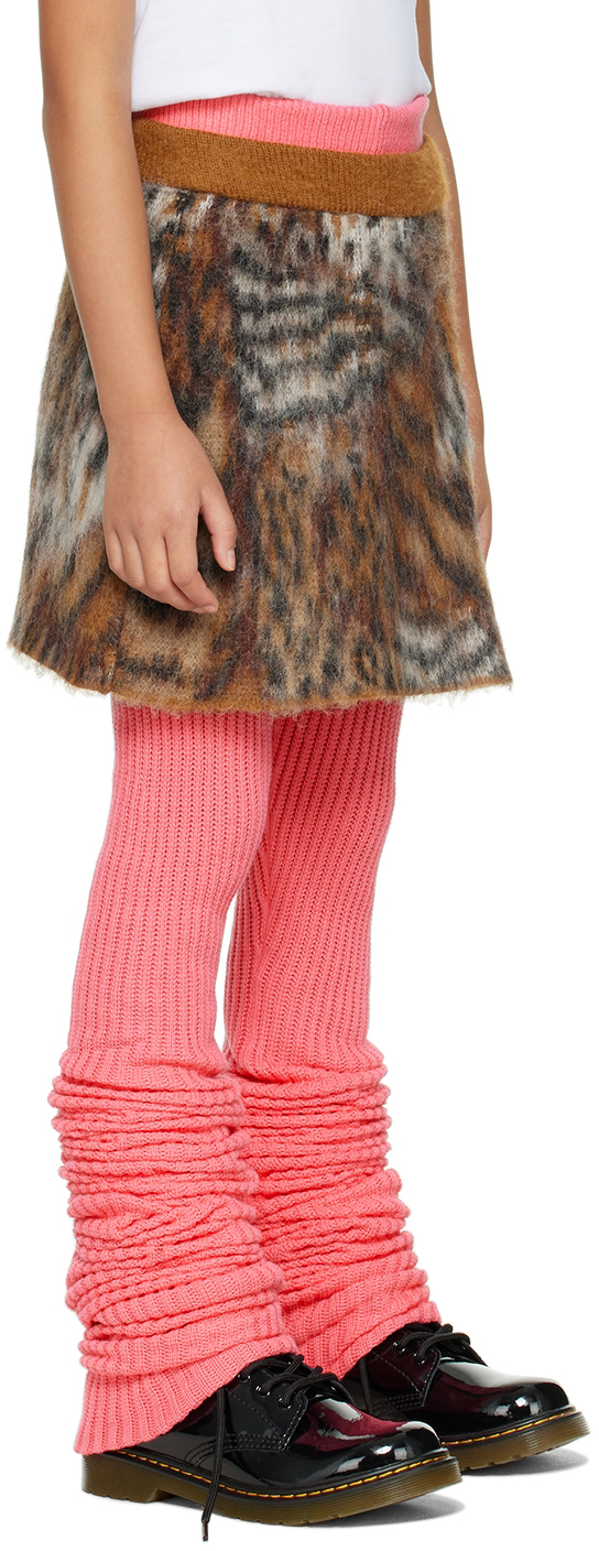 Doublet Kids Tan Leopard Skirt In Natural
