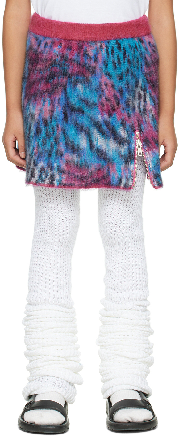 Doublet Kids Blue & Pink Leopard Skirt In Colorful