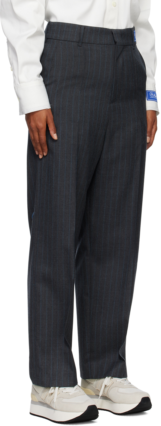 Ader Error Gray Striped Trousers In Charcoal